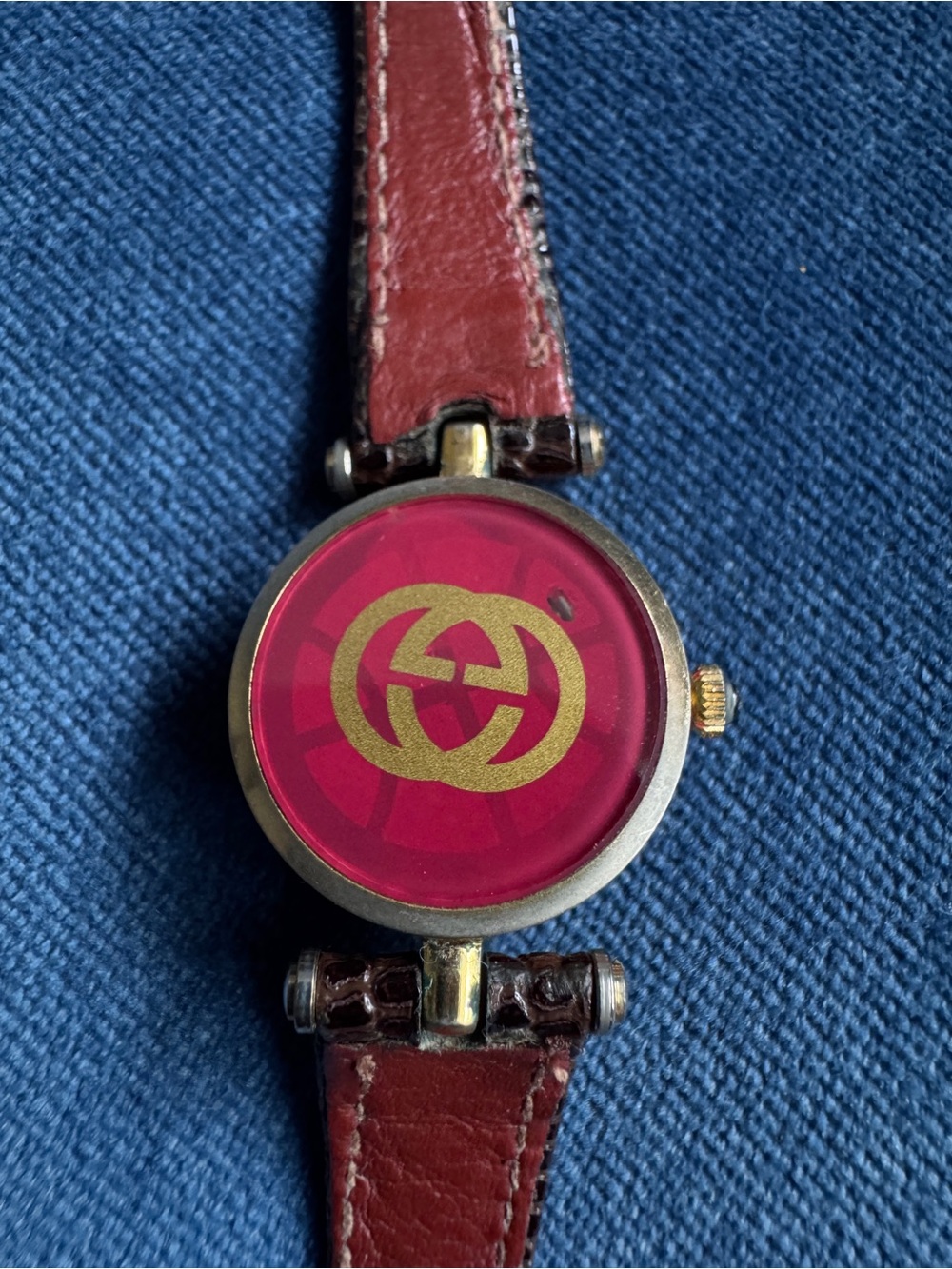Vintage Gucci 1980’s Two Toned Wristwatch Brown Lizard Strap . - Picture 8 of 8